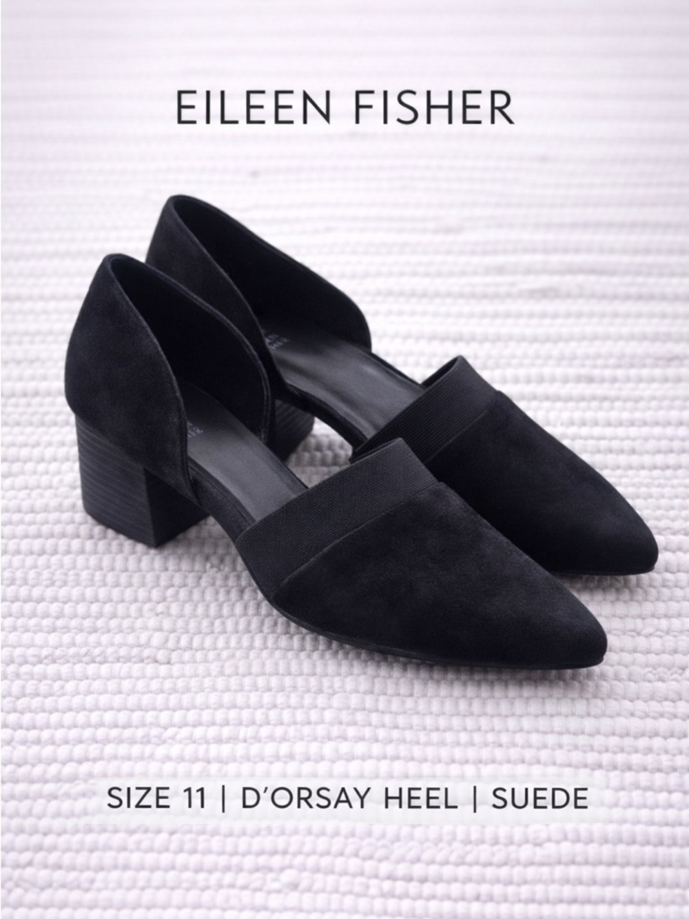 Eileen Fisher Nordstrom Black Suede D’Orsay Block Heel Pumps